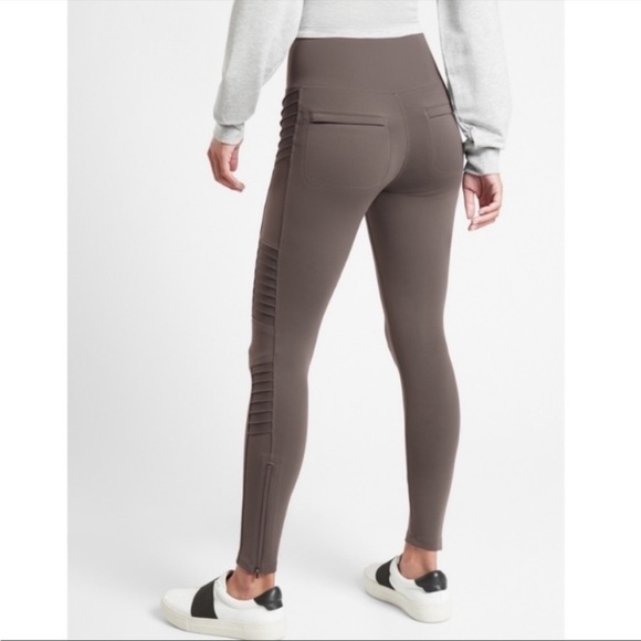 Athleta Delancey Moto Tight Tan Brown Leggings Pants- small - Picture 3 of 10
